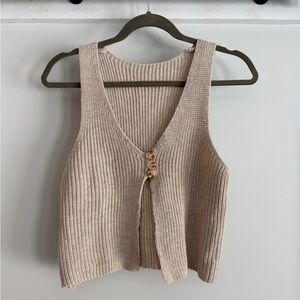 Neutral Knit Button-Front Vest Top